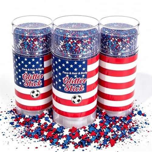 🇺🇸 Patriotic Glitter Stick ✨ – Red ❤️ White 🤍 & Blue 💙 Sparkle for Hair 💇 Face 🌟 & Body 🎆🦅