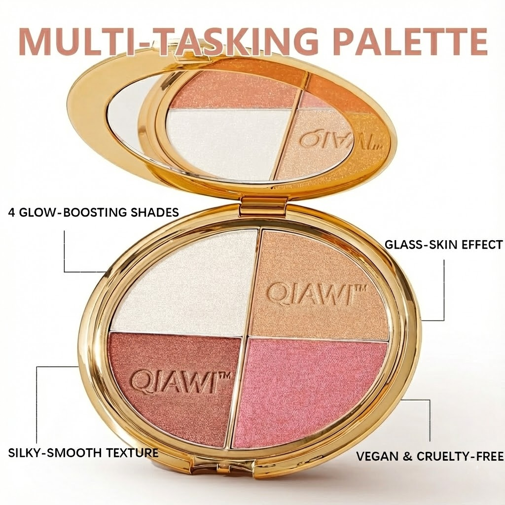 QIAWI Glow Gallery highlighting eye & cheek palette