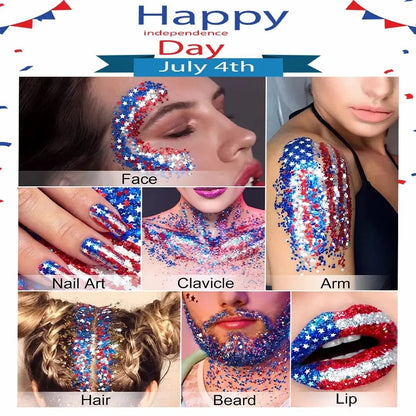 🇺🇸 Patriotic Glitter Stick ✨ – Red ❤️ White 🤍 & Blue 💙 Sparkle for Hair 💇 Face 🌟 & Body 🎆🦅