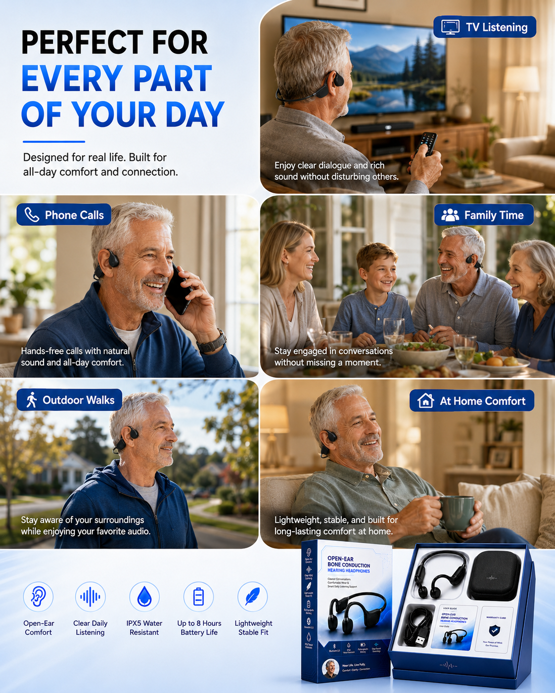 🎧 Open-Ear Bone Conduction Hearing Headphones  Hear Conversations Clearly. Stay Comfortable All Day.