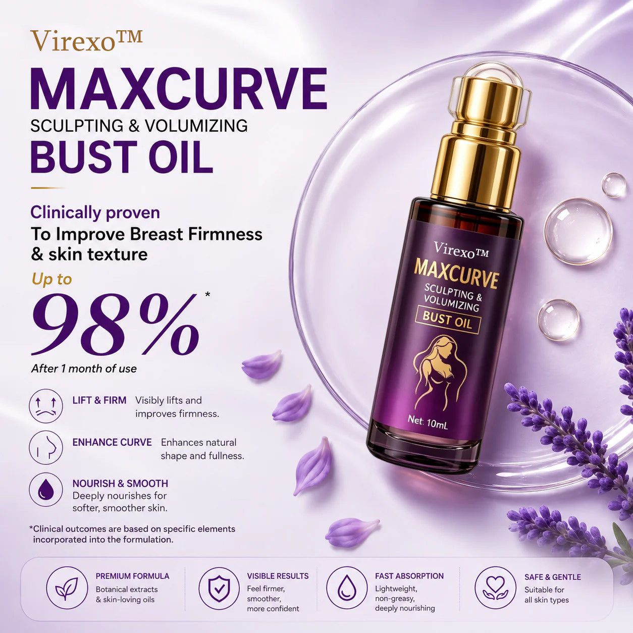 Virexo™ MaxCurve Multi-Zone Sculpting Oil – Lift, Volume & Curve for Bust & Butt