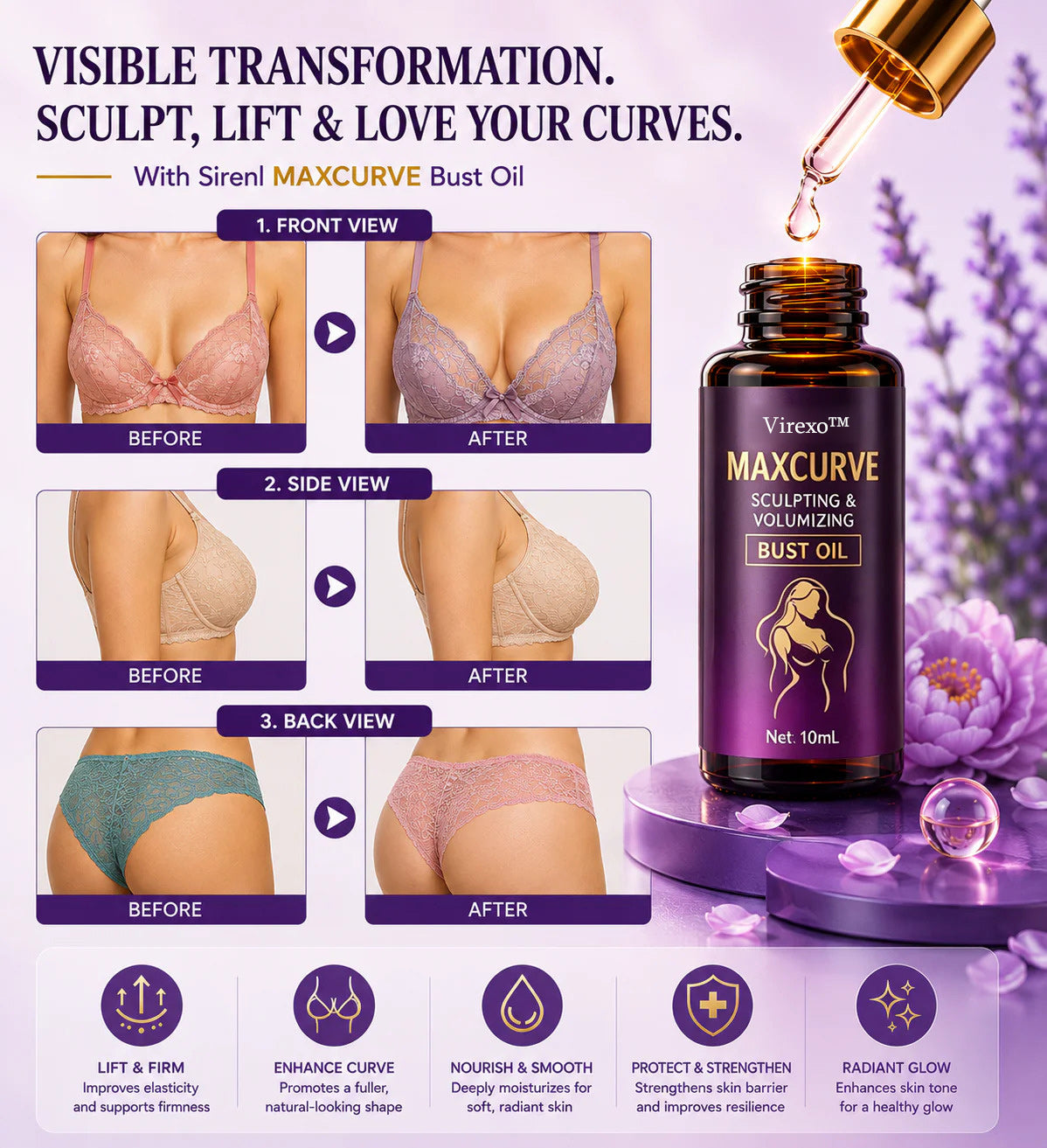 Virexo™ MaxCurve Multi-Zone Sculpting Oil – Lift, Volume & Curve for Bust & Butt
