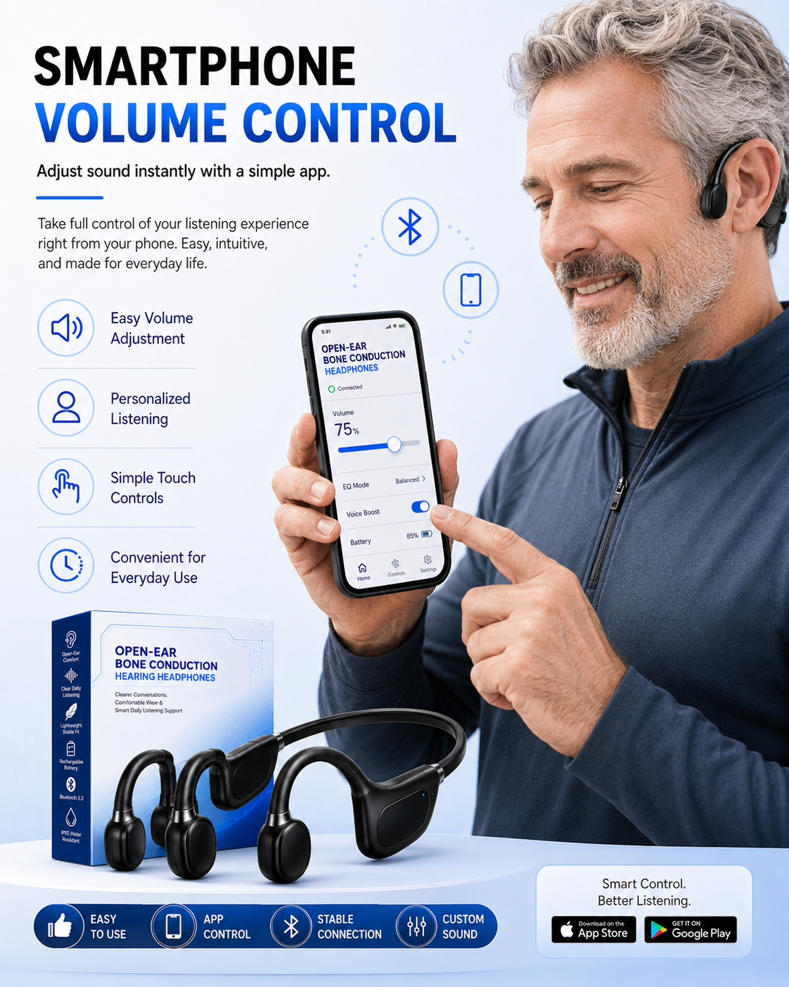 🎧 Open-Ear Bone Conduction Hearing Headphones  Hear Conversations Clearly. Stay Comfortable All Day.