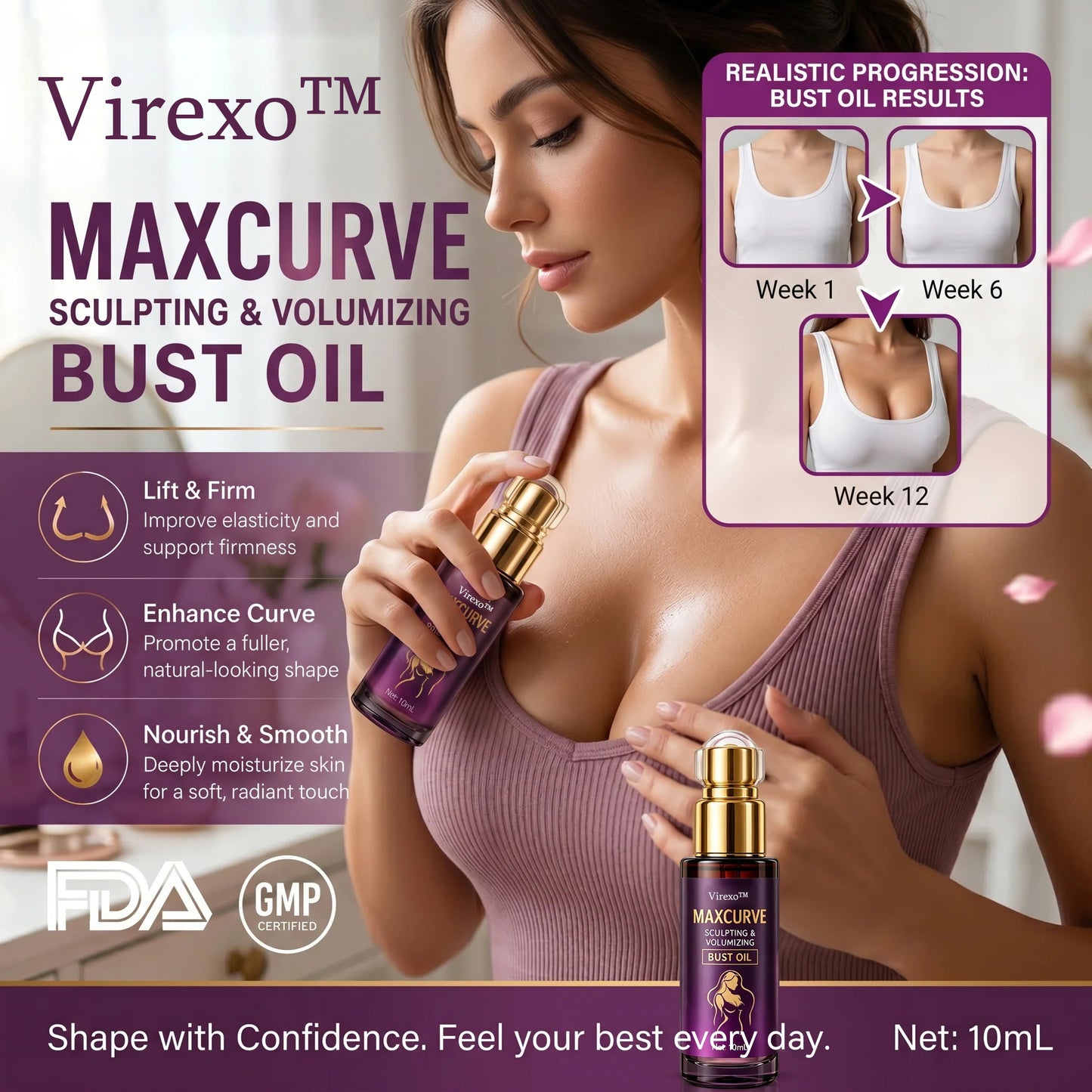 Virexo™ MaxCurve Multi-Zone Sculpting Oil – Lift, Volume & Curve for Bust & Butt