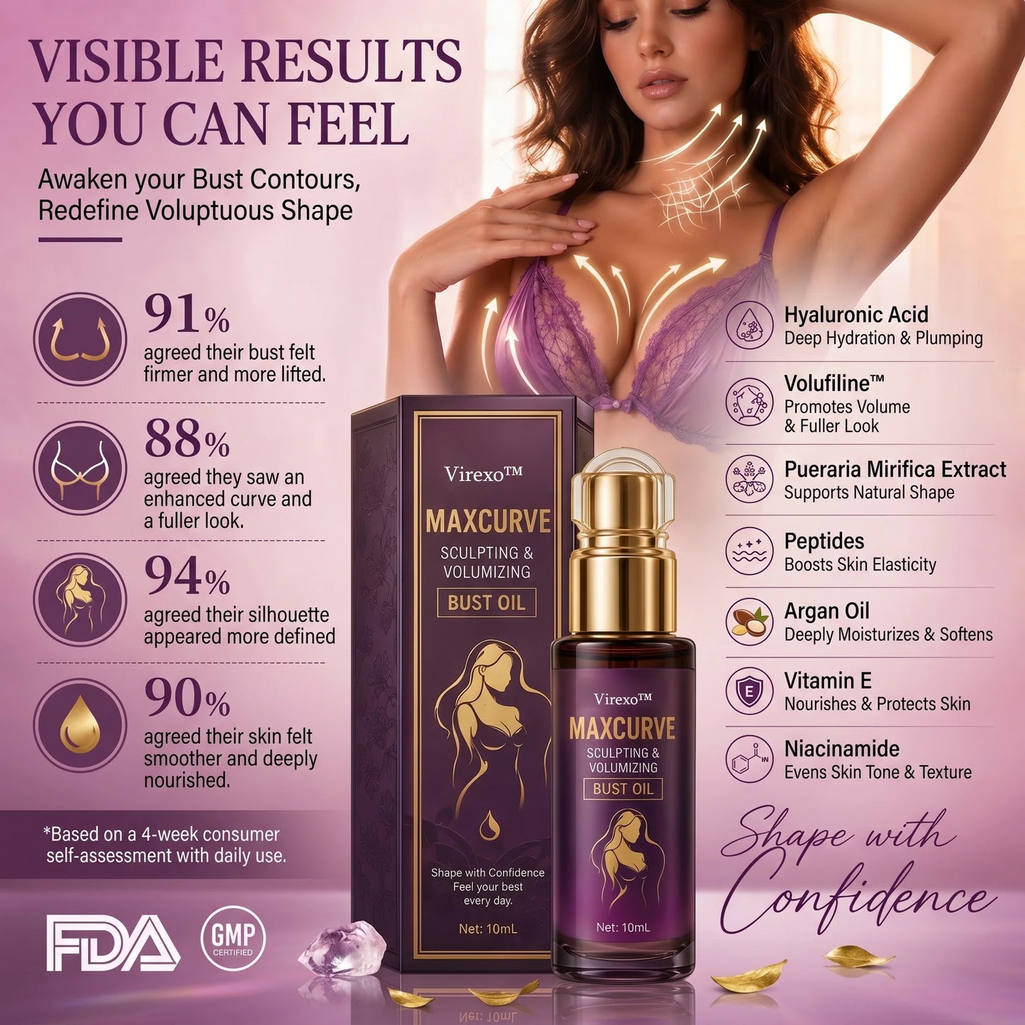 Virexo™ MaxCurve Multi-Zone Sculpting Oil – Lift, Volume & Curve for Bust & Butt
