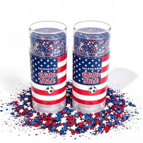🇺🇸 Patriotic Glitter Stick ✨ – Red ❤️ White 🤍 & Blue 💙 Sparkle for Hair 💇 Face 🌟 & Body 🎆🦅