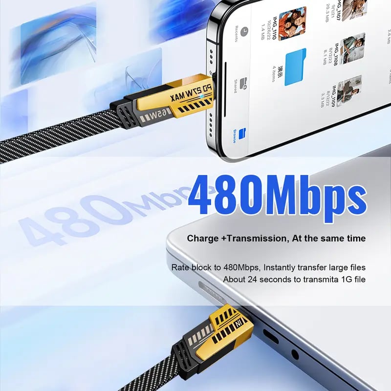🔥Portable Fast Charger, Type C/USB A Dual Ports Adapter,4 in 1 Fast Charging Cable & Data Sync