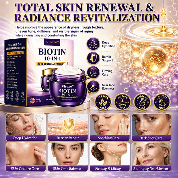 Made and Shipped from USA Virexo™ Biotin 10-in-1 Skin Restoration Cream