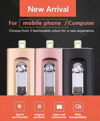 ⚡3 in 1 Flash Drive⚡ Portable High Speed USB 3.0 Memory Storage