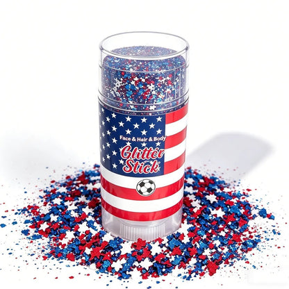 🇺🇸 Patriotic Glitter Stick ✨ – Red ❤️ White 🤍 & Blue 💙 Sparkle for Hair 💇 Face 🌟 & Body 🎆🦅