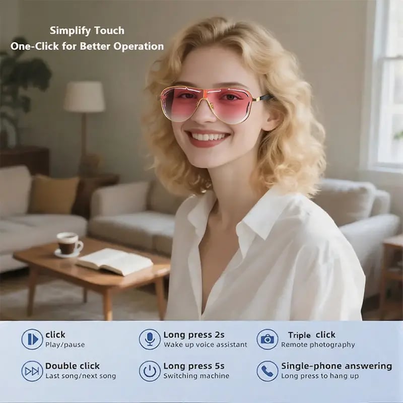 🎶⚡Wireless Audio Smart Glasses with Bluetooth 5.4 – Waterproof Sports Sunglasses with Anti-Blue Light & UV Shield – Ideal Tech Gadget Holiday Gift Idea 🕶️❄️