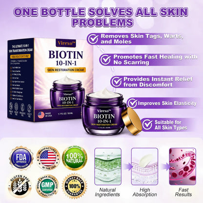 Made and Shipped from USA Virexo™ Biotin 10-in-1 Skin Restoration Cream