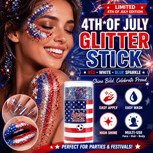 🇺🇸 Patriotic Glitter Stick ✨ – Red ❤️ White 🤍 & Blue 💙 Sparkle for Hair 💇 Face 🌟 & Body 🎆🦅