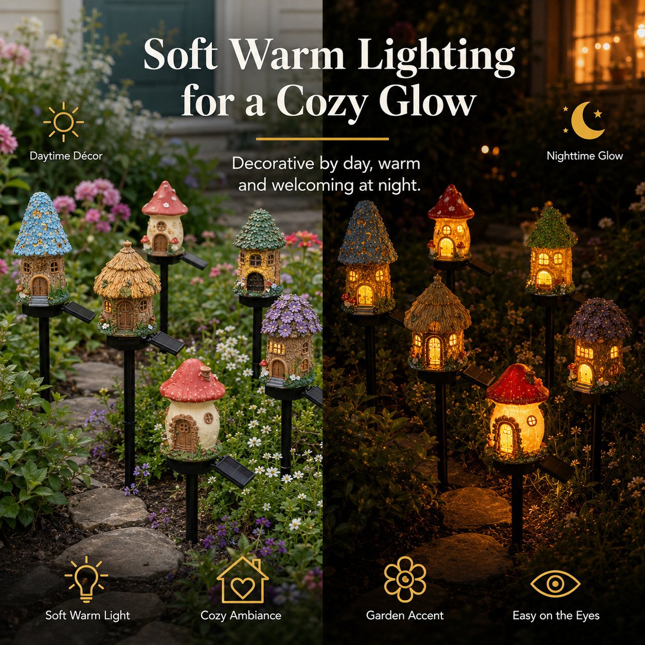 🍄Solar Fairy-Tale Mushroom Cottage Garden Light