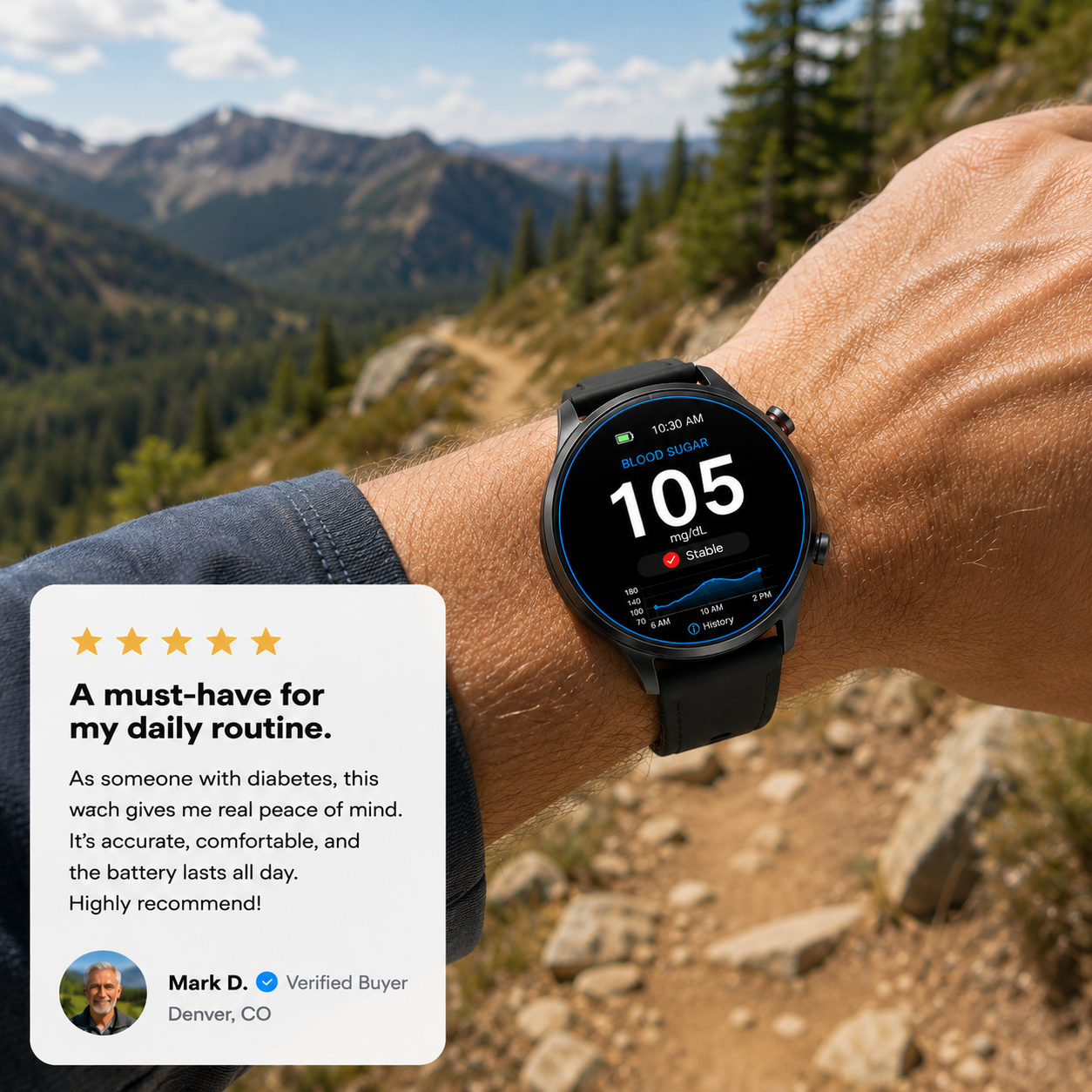 🎉 75% OFF Launch Offer🏆Alwrita™ GlucoWatch  99.13% Accuracy • Non-Invasive Technology