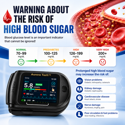 Aurora Tech™ Non-Invasive AI Blood Sugar Analyzer
