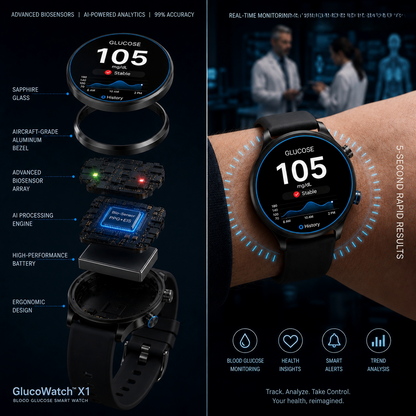 🎉 75% OFF Launch Offer🏆Alwrita™ GlucoWatch  99.13% Accuracy • Non-Invasive Technology