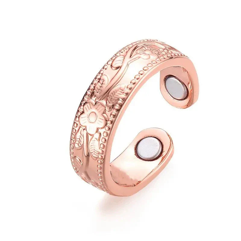 Copper magnet plum blossom ring for couples. Relieves fatigue, improves blood circulation, and helps you lose weight easily.