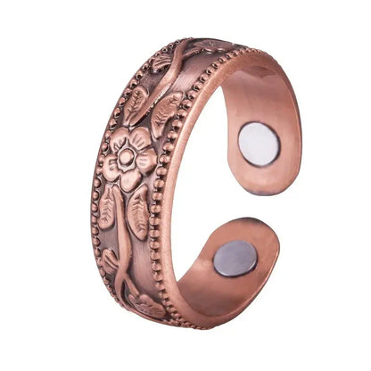 Copper magnet plum blossom ring for couples. Relieves fatigue, improves blood circulation, and helps you lose weight easily.