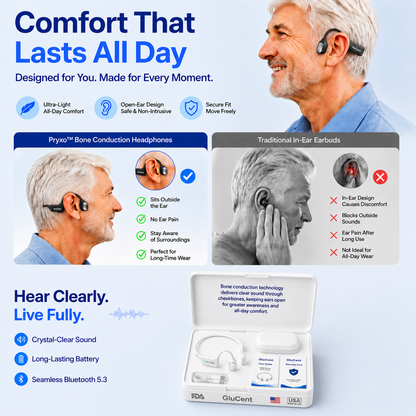 🔥 Final 2 Hours : Only Limited Stock Left🏆GluCent®  Bone Conduction Smart Hearing Headphones （Mayo Clinic Recommended）